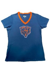 Chicago Bears T-Shirt Womens XL Football NFL Team Apparel Rhinestone V-Neck NEW picture