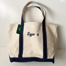 Vintage L.L. Bean Boat and Tote Med Blue Trim Canvas Bag NWT Made in USA Type A picture