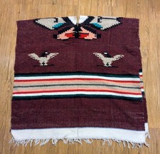 Vintage Native American Chimayo Shawl Poncho Southwestern Thunderbird B38 picture