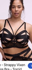 Torrid Strappy Vixen BlackiStrappy Cage Underwire Bra XL (1) D Mesh Sheer picture