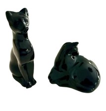 Magnificent Pair of Baccarat Black Crystal Panthers Sculptures Figurines picture