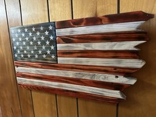 Handmade Rustic Handcrafted Wooden American Flag Wall Decor Decor Accent picture