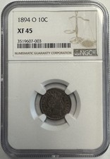 KEY DATE 1894-O BARBER SILVER DIME 