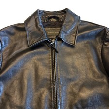 Vintage Banana Republic Men's Small  Black Leather Jacket Zip Up 90s Y2K (MINT) picture