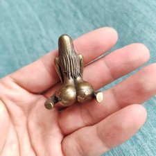 42mm Handcrafted Solid Brass Kneeling Erotic Woman Figurine Art Decor Ornament picture