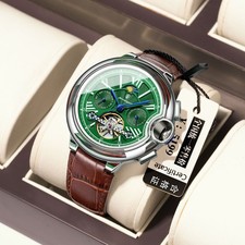 POEDAGAR Men's Luxury Hollow Automatic Mechanical Watch Waterproof Skeleton picture