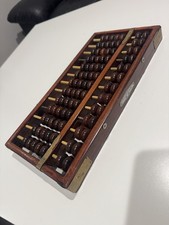 Vintage Chinese Red Wood Soroban Abacus Calculator Math Desk Decor picture