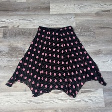 NWT Vintage Y2K Luna Chix Polka Dot Handkerchief Midi Skirt Pink Black Fairy 90s picture