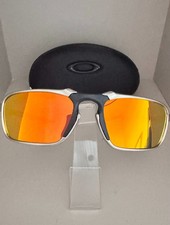 Oakley Badman OO6020 X-Metal Polarized Sunglasses Silver Frame Red Lens picture