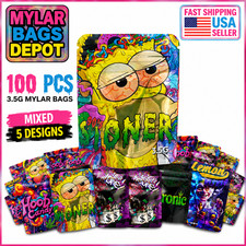 100pcs 3.5g Mixed Holographic Mylar Bags Smell Proof Resealable Zipper Pouches picture