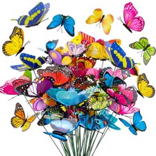 RAINFLOW 50PCS Butterfly Decorations - Garden Stakes Butterfly, Mixed Colors picture