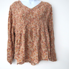 Sonoma Blouse Size 0X Floral Print Boho Smocked Casual Feminine Cottage Top picture