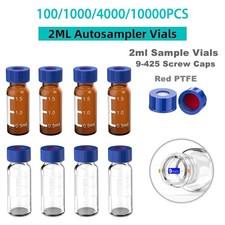 100/1000/10000Pcs 2ml Autosampler Vial Lab vials w/ Screw Cap Glass Sample Vials picture