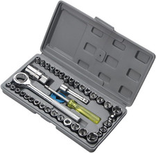 40-Piece 3/8-Inch Ratchet Socket Wrench Set with Storage Case, Includes 1/4-Inch picture
