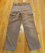 Duluth Trading Co Flex Fire Hose Brown Cargo Workwear Pants 33 x 32 picture