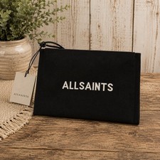 NEW All Saints Izzy Clutch Bag Black Logo picture