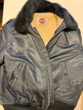 Vintage Dickies faux fur collar sherpa lined bomber jacket navy blue picture
