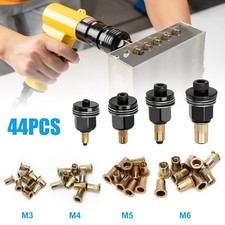 44pcs Manual Rivet Nut Tool Kit M3-M6 Carbon Steel Nutsert Riveting Adapter Set picture