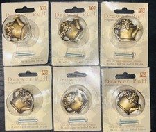 FULL  SET-Vintage FIGI Drawer Flower Can Cabinet Pull Cast in Solid Brass- ‘99 picture