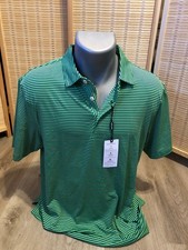 Michel Rouen Golf SS Men's Polo Shirt Green Striped Medium M NEW WITH TAGS picture