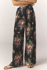 Anthropologie Maeve The Avery Linen Wide-Leg Trousers Pants Floral Size XS NWT picture