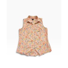 Talbots Womens Sleeveless Button Down Shirt Floral Multi Garden Print Size 12 picture
