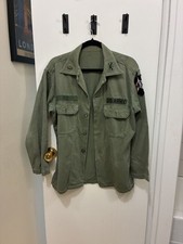 Vintage 1960s Vietnam Era US Army OG 107 Sateen Utility Shirt Jacket picture