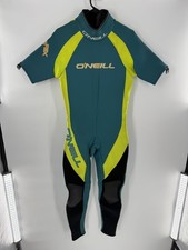 O'Neill Reflex Wetsuit Large Teal Yellow Long Leg Short Sleeve USA 9161 Surf picture