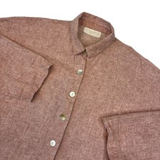 Arleen Bowman Linen Shirt Womens XL Pink Mauve Oversized Button Down Shacket picture