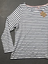 Boden T-Shirt Womens 20/22 Blue Boat Neck Long Sleeve Striped Cotton Nautical picture