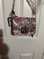 NWT FURLA White Multi Graffiti Leather Mini Metropolis Cross Body Bag Love Heart picture