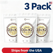 3pc Vitamin D3 10000IU K2 MK-7 Virgin Coconut Oil Softgel Capsules 300Count picture