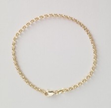 14K Real Yellow Gold Rolo Link Chain Bracelet 7