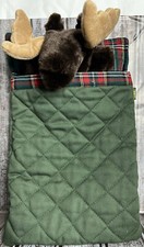VTG Folkmanis Retired Hand Puppet Moose/Green Sleeping Bag 13x8 Inches Camping picture