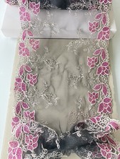 2 Yards Hot Pink Embroidery Double-edged Lace Trim/Black Base/Sewing/8.5