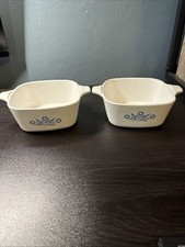 Pair Of Vintage 22oz Corning Ware Blue Cornflower Casserole Dish picture