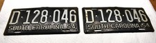 Pair of Vintage 1954 South Carolina License Plates picture