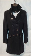 EUC Elie Tahari Black Wool Knee-length Pea Coat Very Warm picture