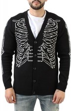 Iro-Ochi X-Ray Skeleton Rib Cage Cardigan Sweater Black Mens XL Halloween NEW picture