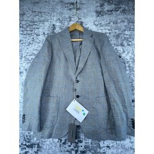 Lubiam Studio Mens 44 R Blazer Houndstooth Windowpane Linen Blend Sport Coat NWT picture