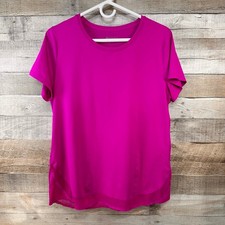 Athleta Womens Pink Mesh Hem Short Sleeve Activewear Top Large picture