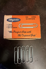 Vintage Majestic Paper Clips King Size Silvertone with the original box picture