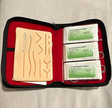 Suture Practice Kit Case w/ Silicone Practice Pad, Instruments, Nylon & Silk picture