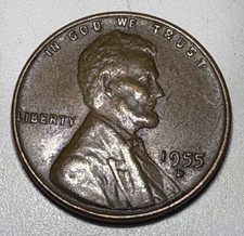 RARE - 1955 D Lincoln Wheat Penny “L” In Liberty on rim  picture