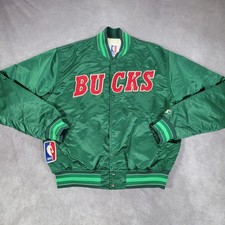 Vintage Milwaukee Bucks Starter Jacket Mens Large Green NBA Basketball Satin picture