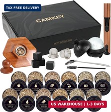 23Pcs Whiskey Cocktail Smoker Kit with Torch, 6 Flavors 12 Packs Wood Chips, Ice picture