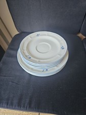 Vintage Blue Floral Scalloped Ceramic Saucers and Small Plates Set picture