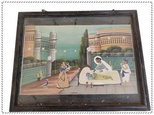 Old Vintage Hand Painting Hindu God Krishna Shrinath ji India Well Framed picture