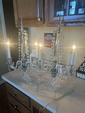 AMAZING OLD 50s ITALIAN Crystal CANDELABRA LAMPS picture
