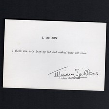 MICKEY SPILLANE Autograph Signed Typed I THE JURY Quotation w/ COA  MIKE HAMMER picture